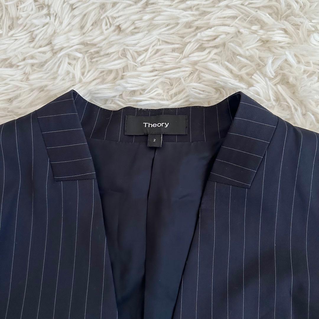 セオリー ノーカラージャケットパンツ セットアップ　LANAI 　ネイビー