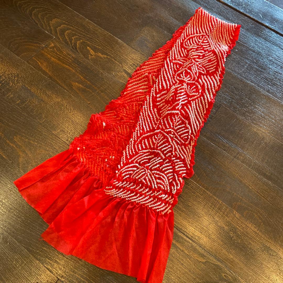 アンティーク 七五三 一つ身 三歳 着物 作り帯 他 フルセット 正絹 牡丹 赤