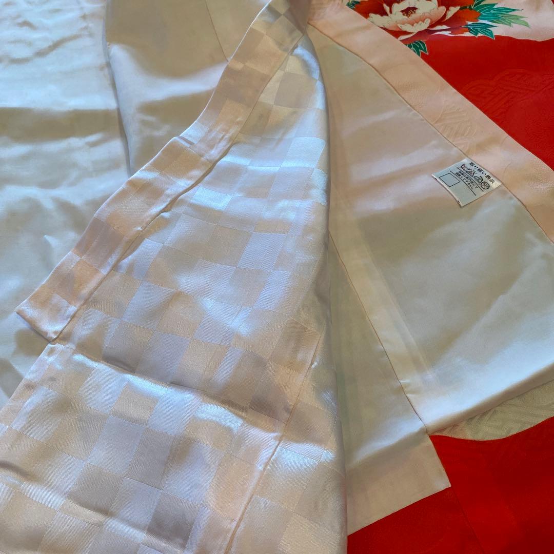 アンティーク 七五三 一つ身 三歳 着物 作り帯 他 フルセット 正絹 牡丹 赤