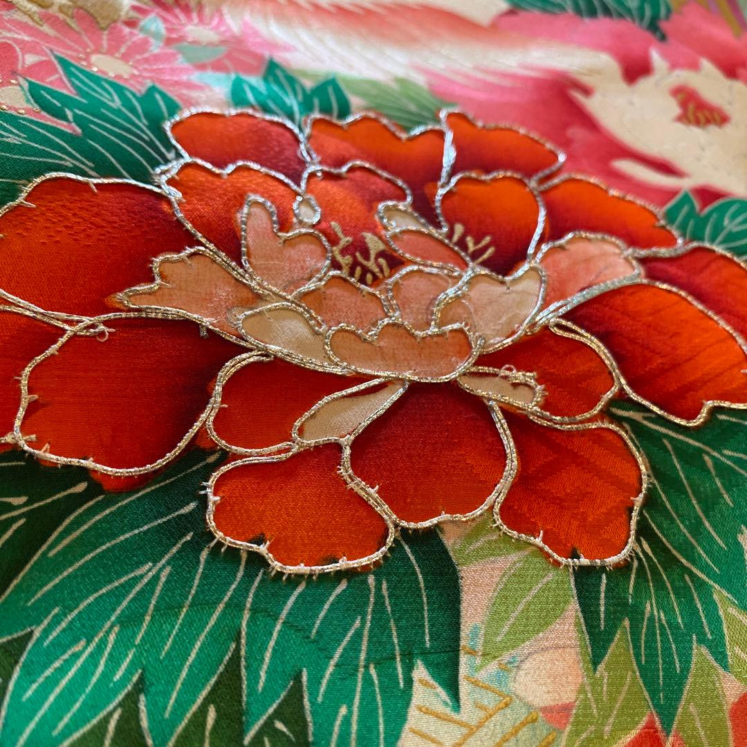 アンティーク 七五三 一つ身 三歳 着物 作り帯 他 フルセット 正絹 牡丹 赤