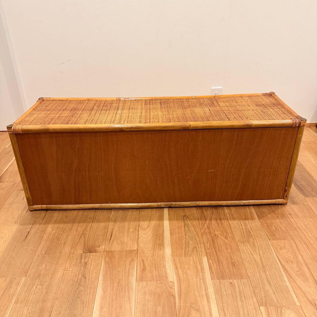 【アンティーク】籐 ラタン サイドボード チェスト ローボード 6杯 古民家
