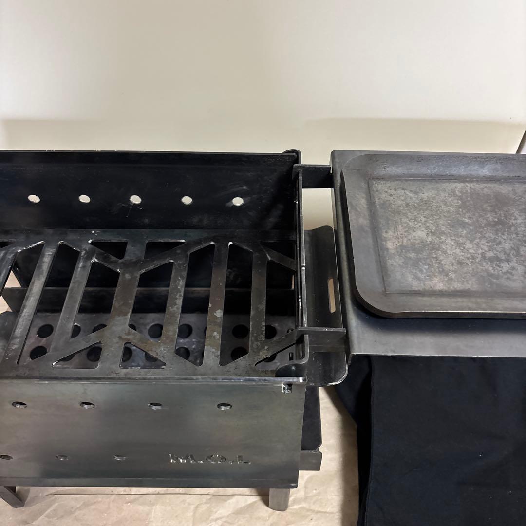 M.O.L 焚き火台 M＋串台付きセット＋極厚アウトドア鉄板M ＋サイドテーブル