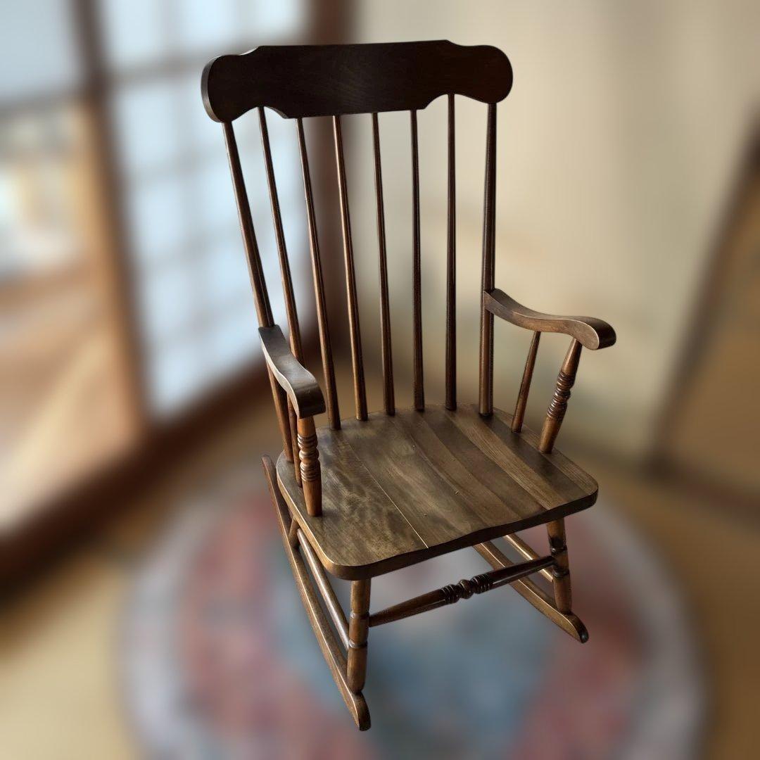 木製ロッキングチェア スラットバック アンティーク