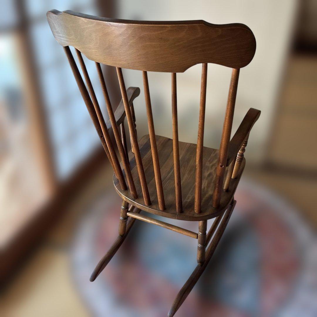 木製ロッキングチェア スラットバック アンティーク