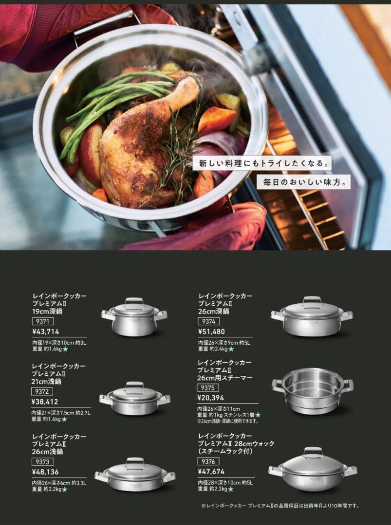 新品★レインボークッカーⅡ★26cm 両手鍋　浅鍋　タッパーウエア
