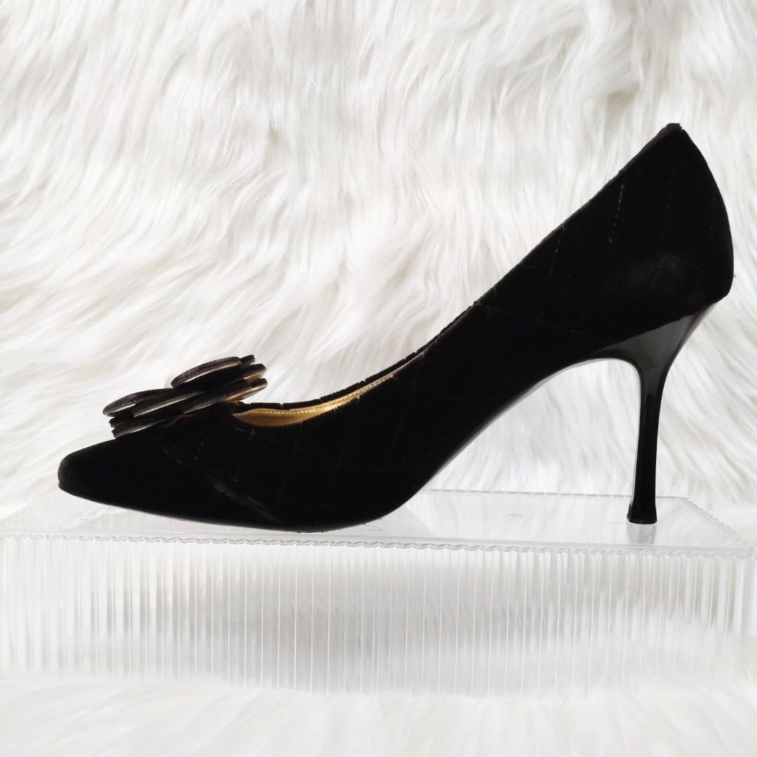 稀少美品✨️シャネル カメリア パール ベロア マトラッセ パンプス