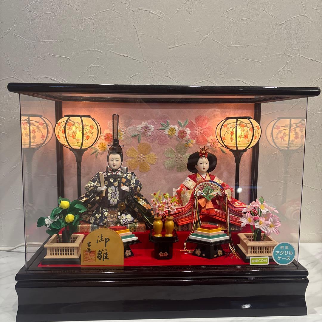 【早い者勝ち】雛人形 ★花盛・親王アクリルケース飾り/CD付き！