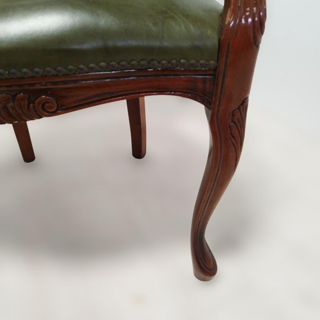 【引取り歓迎】アームチェア ヨーロピアン 肘付きチェア 革張り 猫脚 椅子