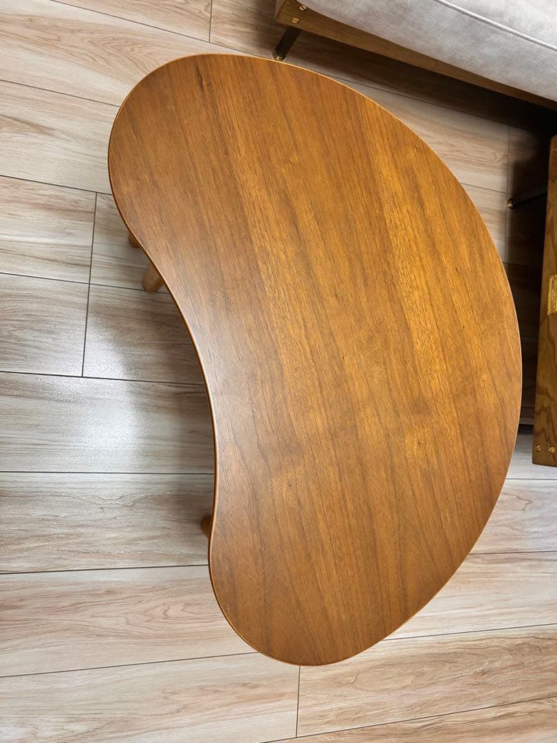 豆型木製テーブルセット（ブラウン、ベージュ）