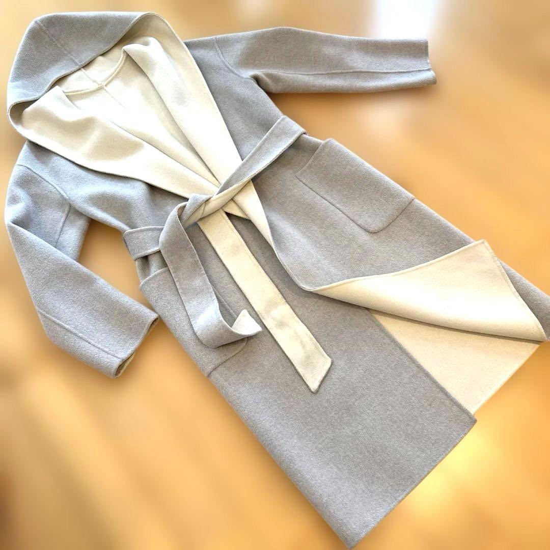 ★ESTNATION★ウールコート　リバーシブル　フード付き　36