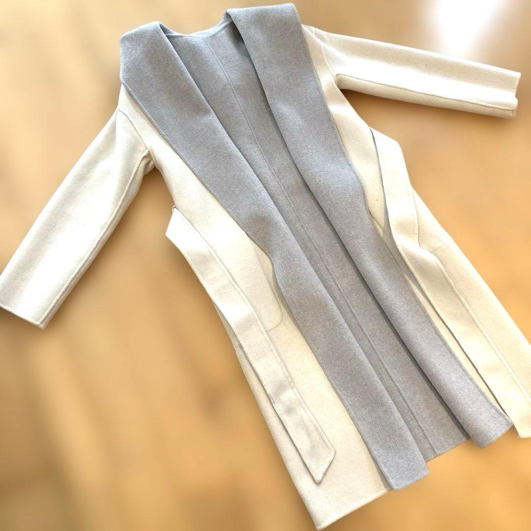 ★ESTNATION★ウールコート　リバーシブル　フード付き　36