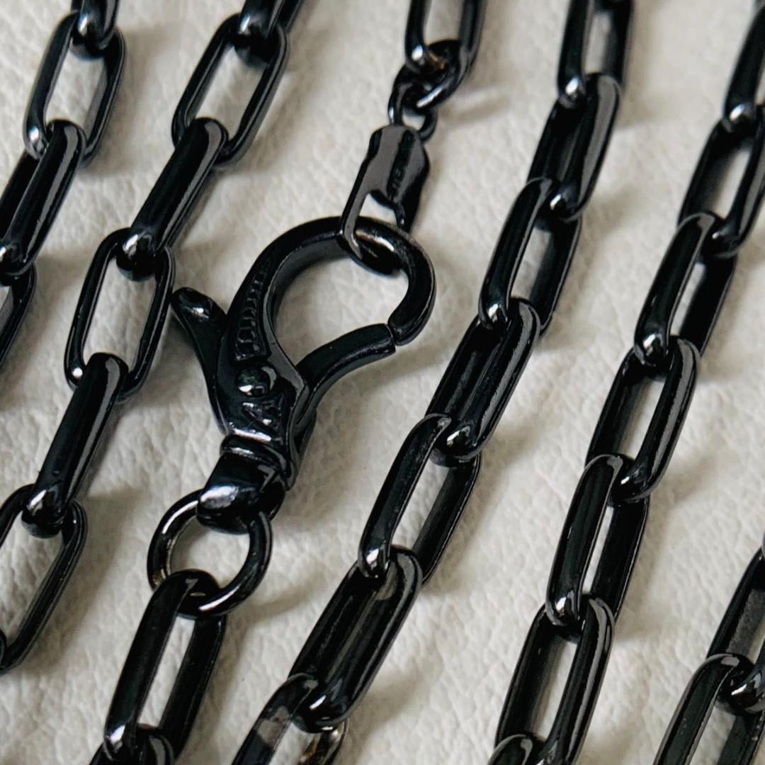 Sterling 刻印 ライオンハート 大ぶり ネックレス ブラック ロング