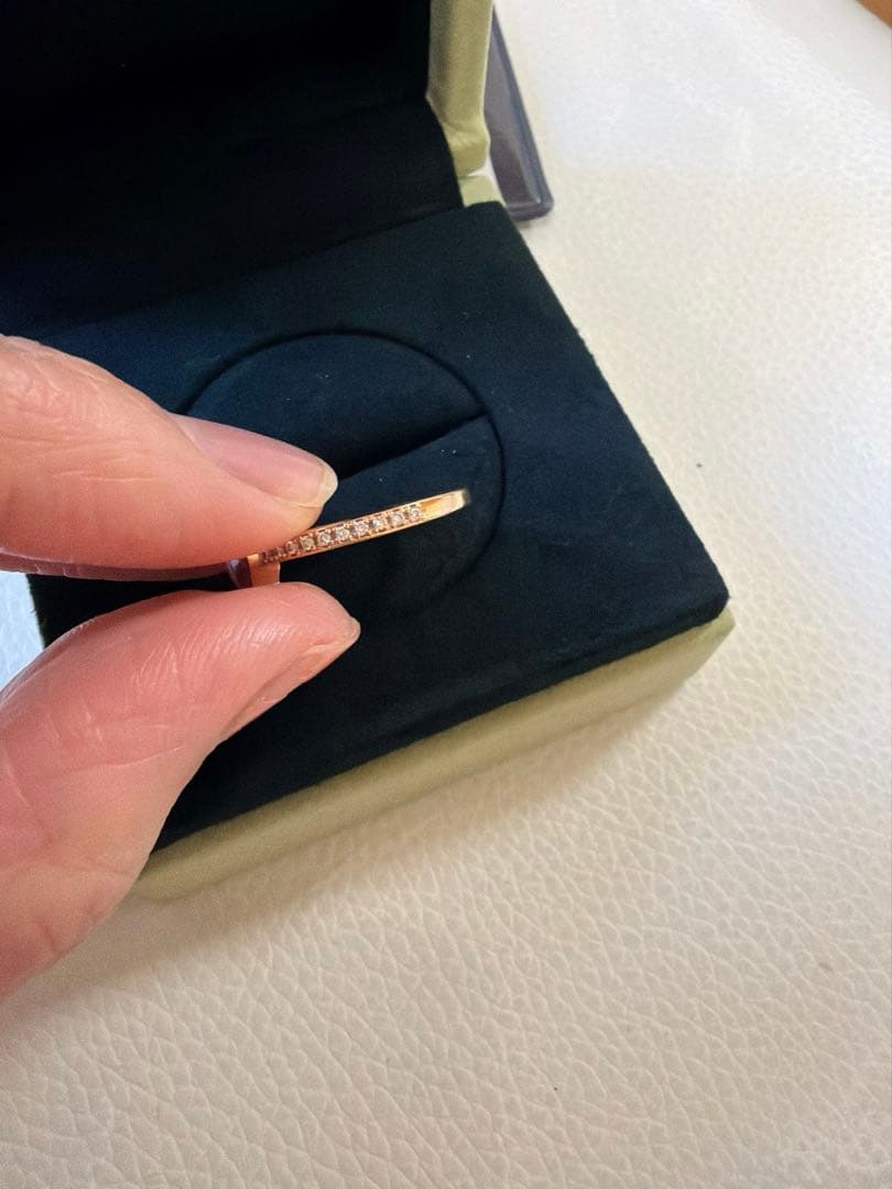 パパラチャ　サファイア　ハート　リング 12号　ハーフエタニティ