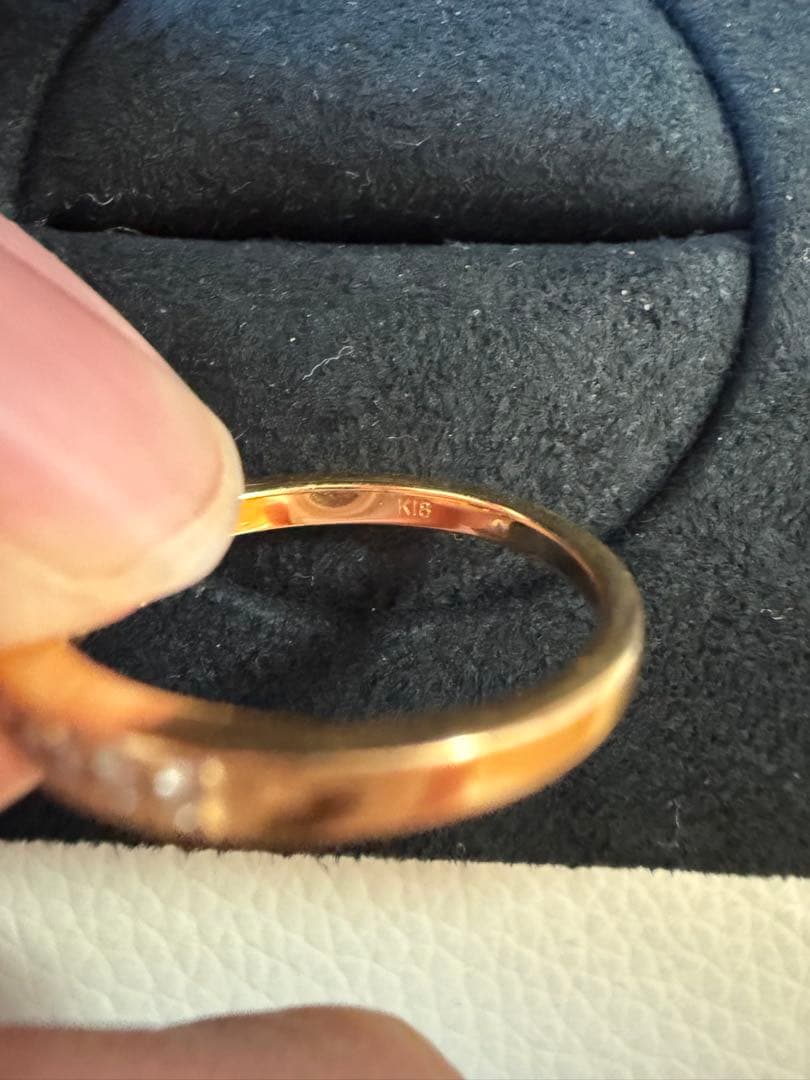 パパラチャ　サファイア　ハート　リング 12号　ハーフエタニティ