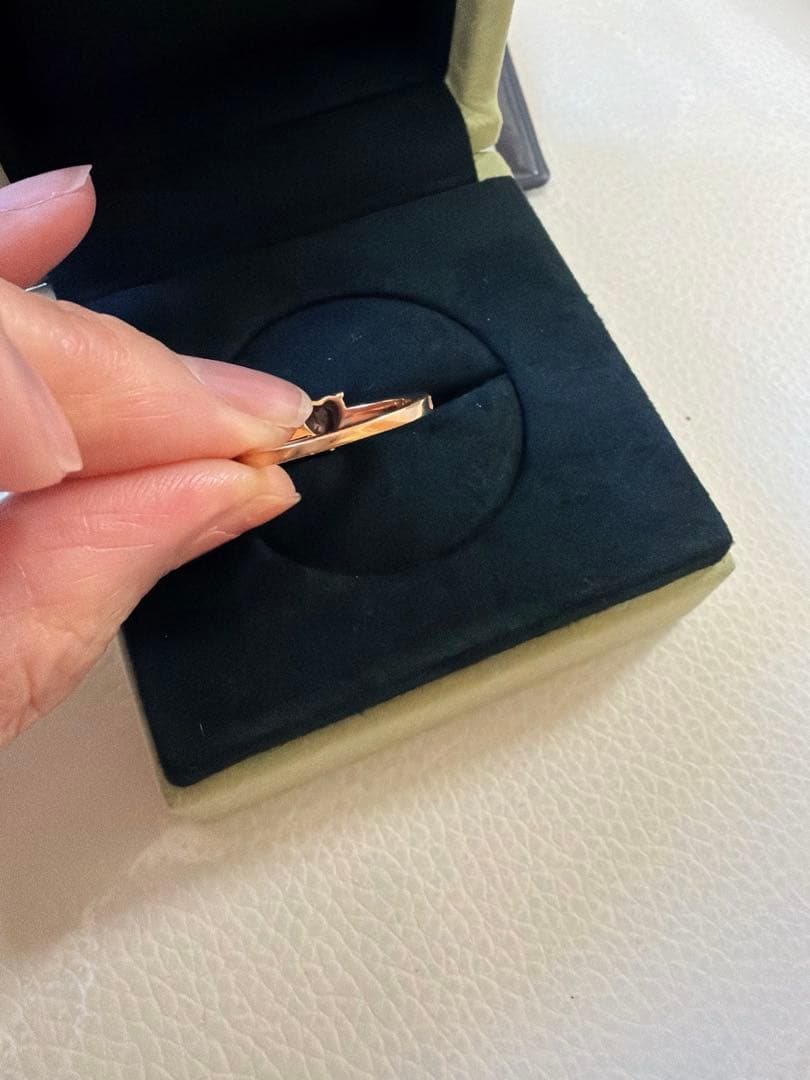 パパラチャ　サファイア　ハート　リング 12号　ハーフエタニティ