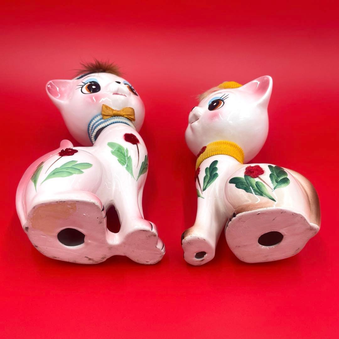 希少 内藤ルネ ネコ 昭和レトロ ビンテージ 陶器製 置物 猫