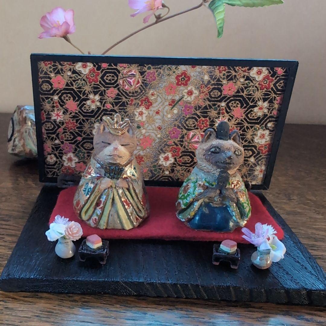 猫のひな人形セット1　伝統的スタイル