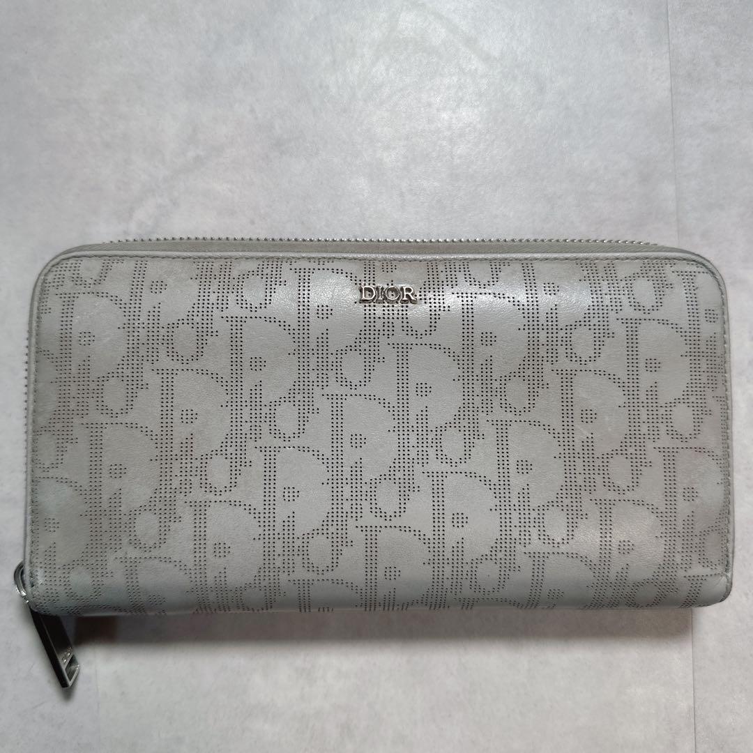 Dior ディオール ラウンドジップ 長財布 グレー トロッター ウォレット