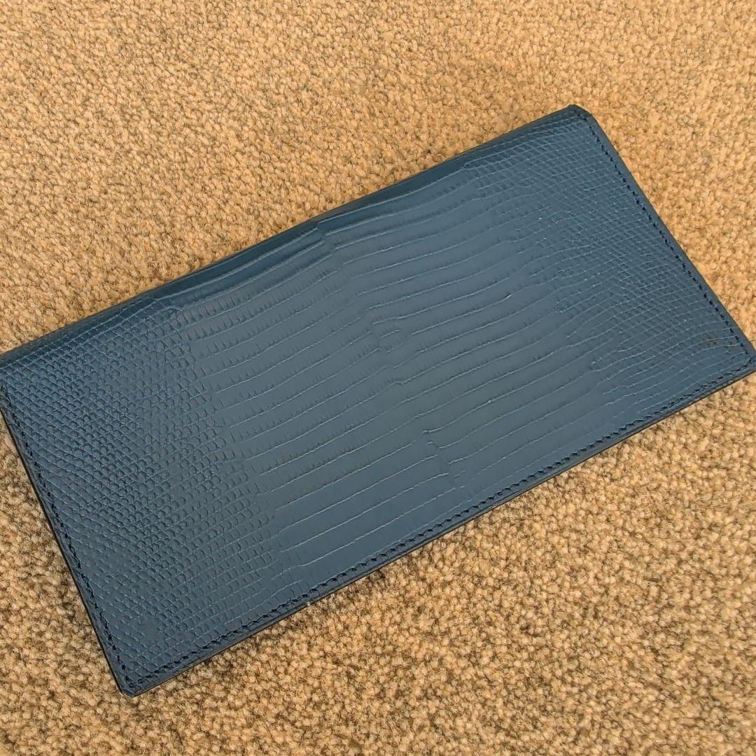 【さーちゃん様専売】ファーロ FARO 長財布 リザード トカゲ 本革 ブルー