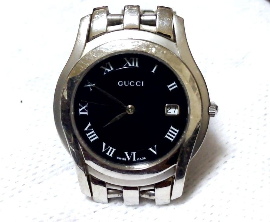 値下げ　GUCCI アナログ時計 ステンレススチール ブラック　腕時計