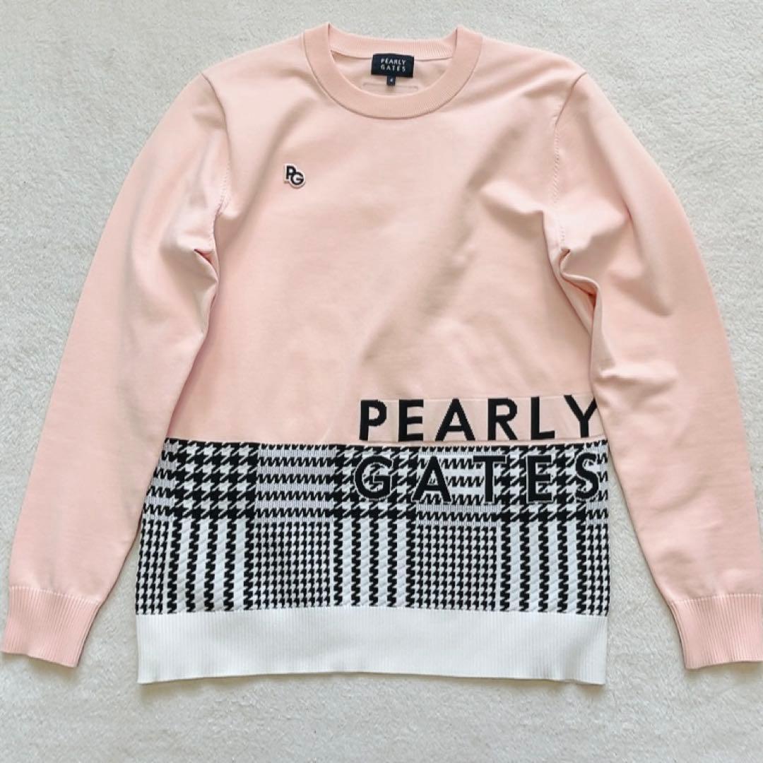 極美品　パーリーゲイツ　千鳥　グレンチェック　ピンク　ブラック　ニット