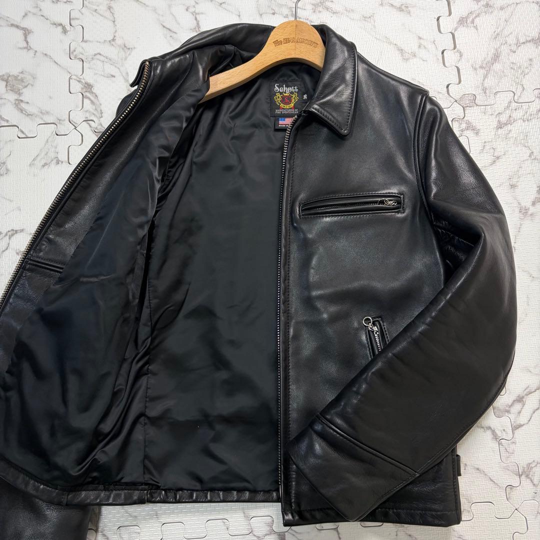 schott トラッカージャケット 103US 36size 黒 牛革 レザー
