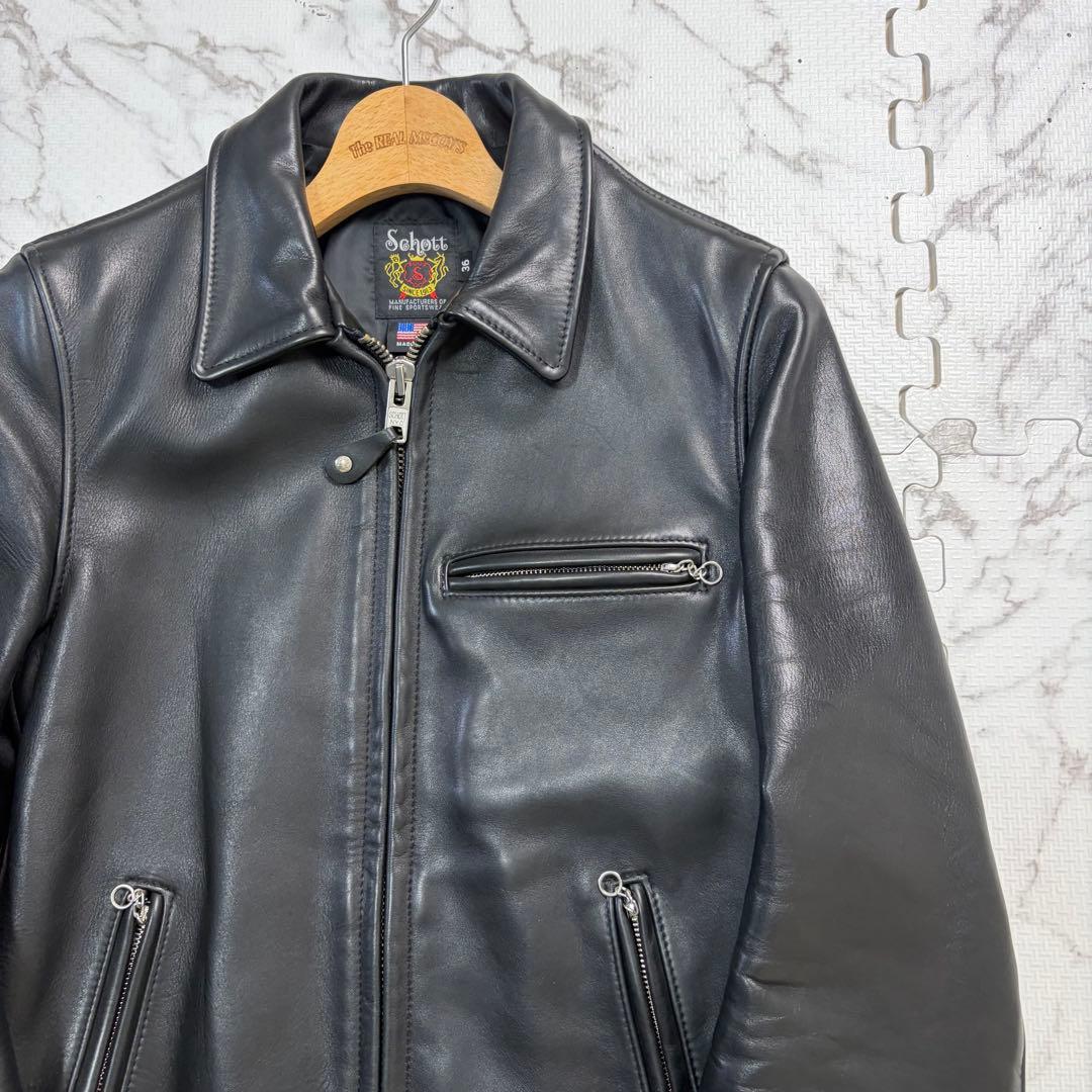schott トラッカージャケット 103US 36size 黒 牛革 レザー