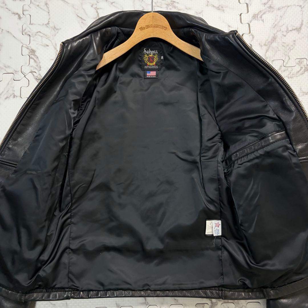 schott トラッカージャケット 103US 36size 黒 牛革 レザー