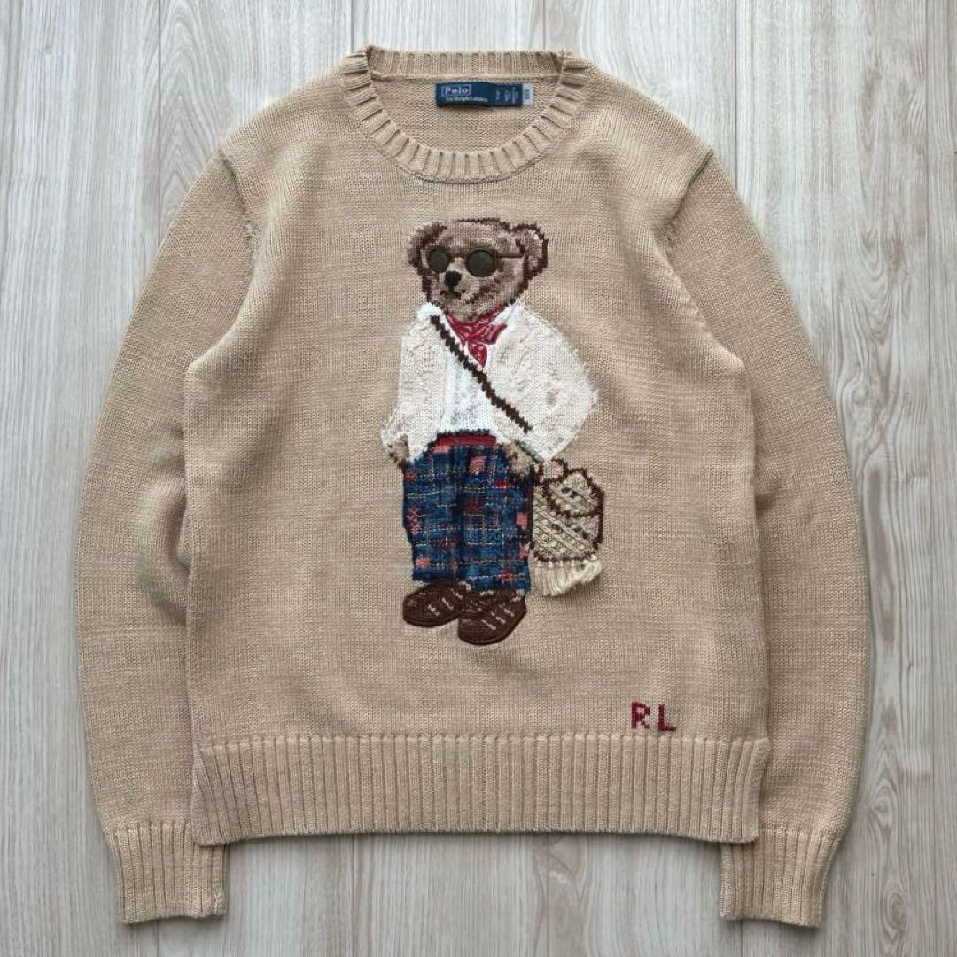 【美品】ポロラルフローレン 現行 ポロベア コットンセーター S ベージュ