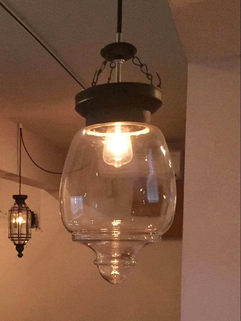 クリアガラス ペンダントライト 高さ36cm 幅22cm