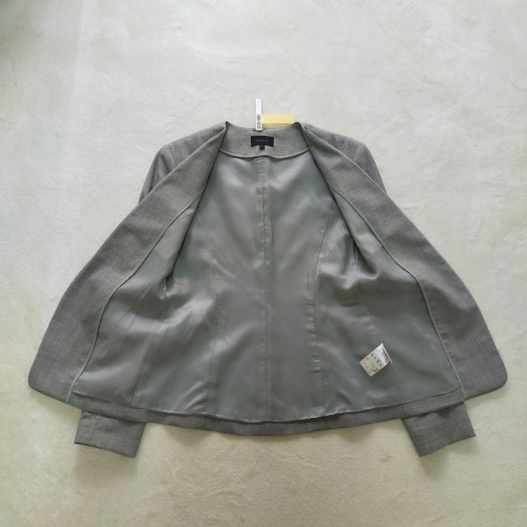 現行タグ　theory　ノーカラー　パンツスーツ　セットアップ