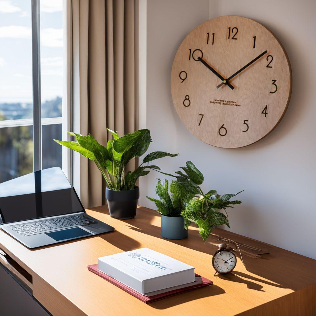 天然ラバーウッド無垢材掛け時計 静音連続秒針 アナログ