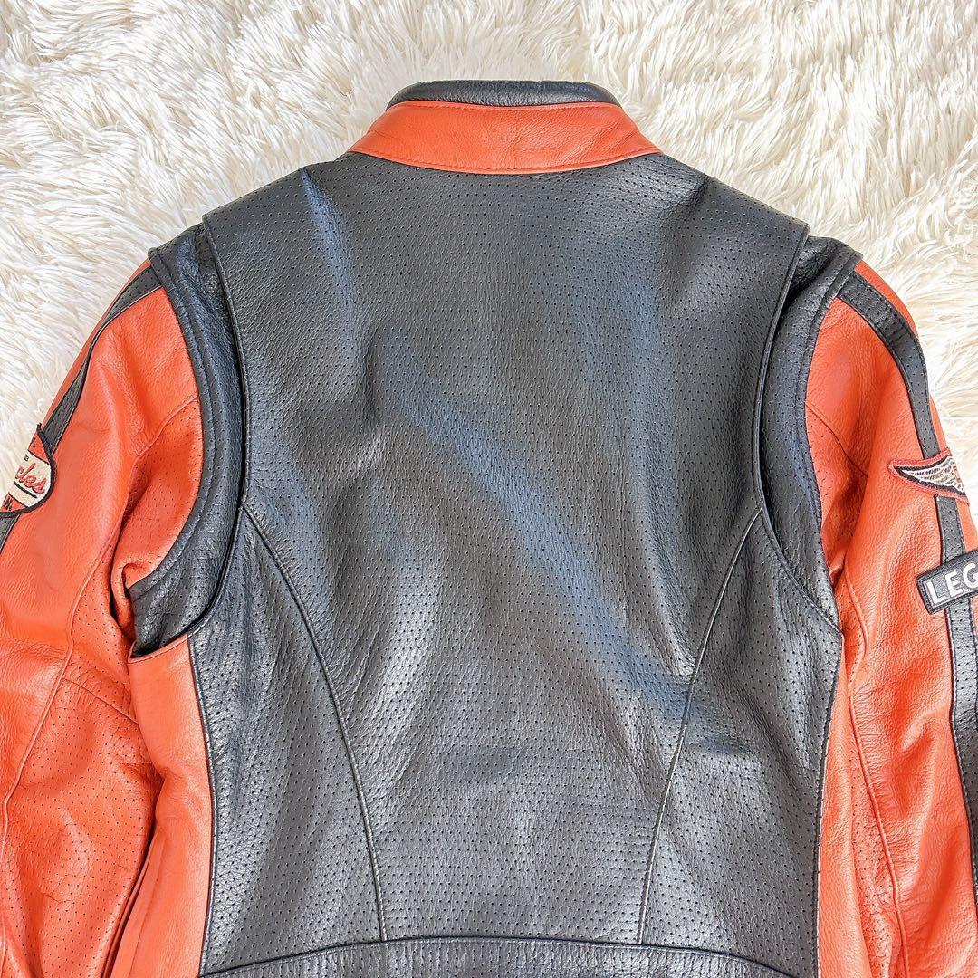 美品　ハーレーダビッドソン　レザージャケット　シングル　バイカラー　ワッペン