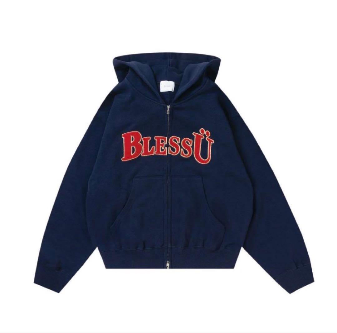 BlessÜ OG LOGO ZIP UP HOODIE Mサイズネイビー