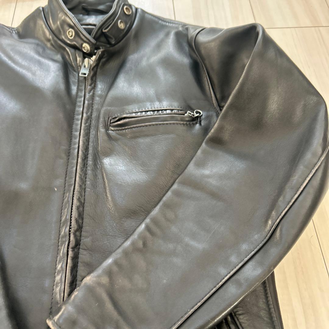 Schott シングルライダース 黒 レザー　36 ライナー、ハンガー付141