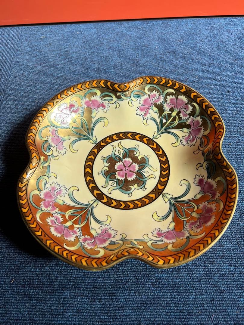 889 オールドノリタケ　金彩　盛上　花　皿