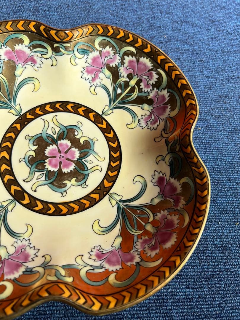 889 オールドノリタケ　金彩　盛上　花　皿