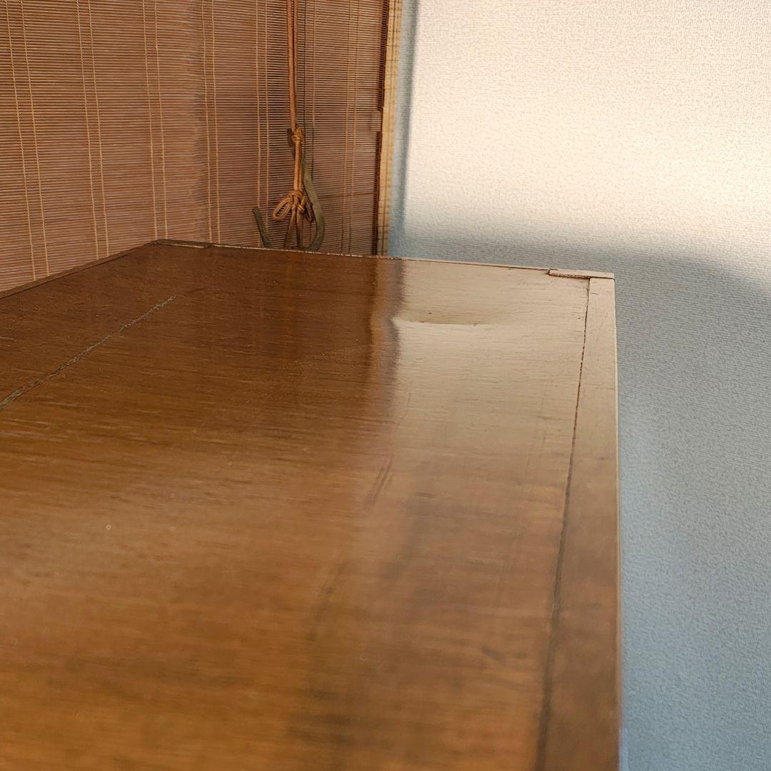 ガラス扉　本棚　食器棚　木製棚　モールガラス　昭和レトロ