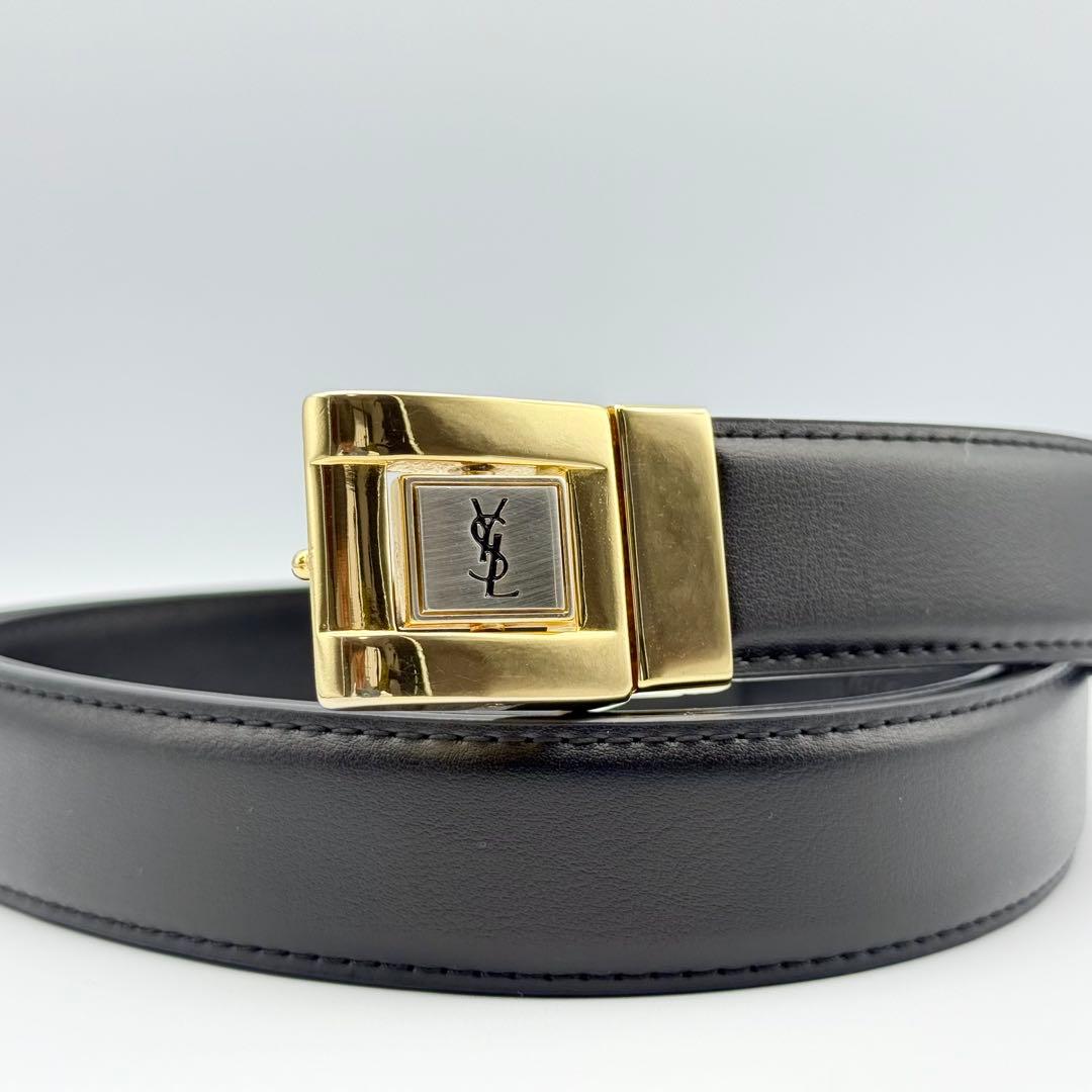 ✨美品✨サンローラン ベルト ゴールド金具 本革 新品ベルト リバーシブルロゴ