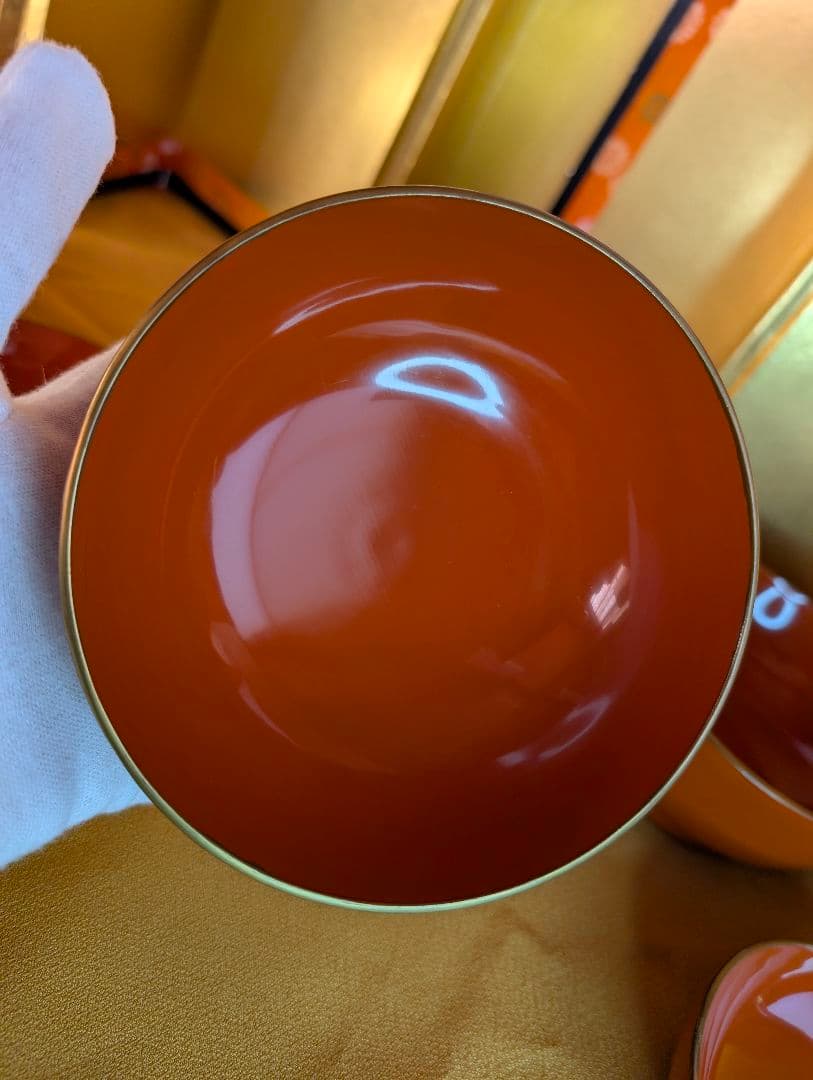 明治時代 輪島塗 金蒔絵 蓋付椀 波千鳥 3客 木製 汁椀 雑煮椀