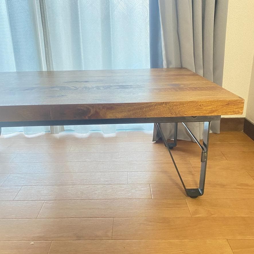 トロリーテーブル センターテーブル ローテーブル レトロ系 木製 鉄車輪付き