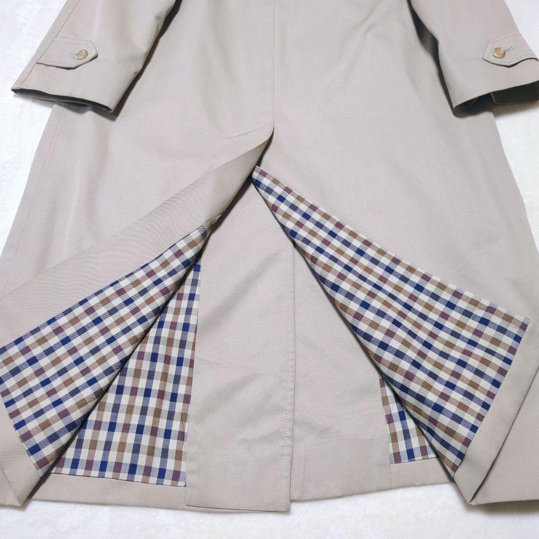 美品✨アクアスキュータム　ステンカラー　コート　ロング　チェック　ベージュ