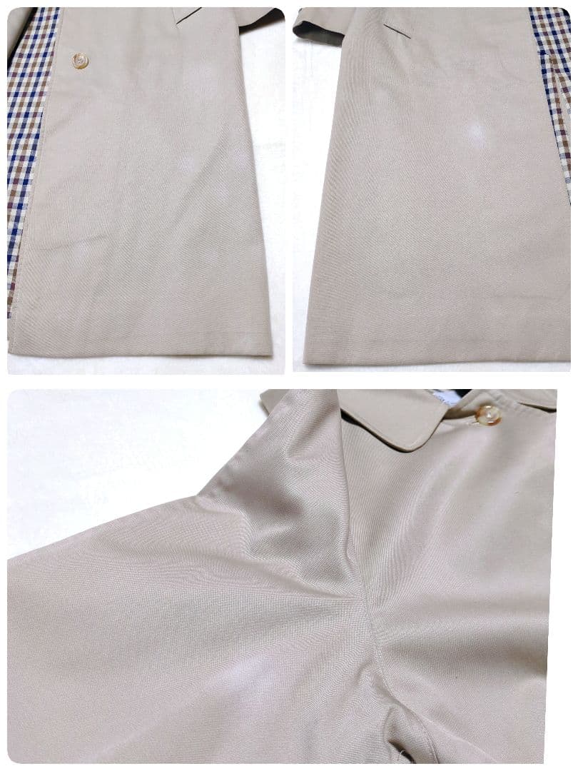 美品✨アクアスキュータム　ステンカラー　コート　ロング　チェック　ベージュ