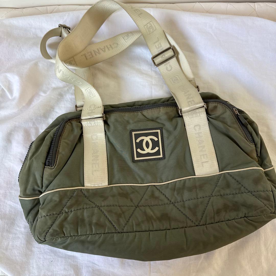 CHANEL シャネル　ボストンバッグ　カーキ