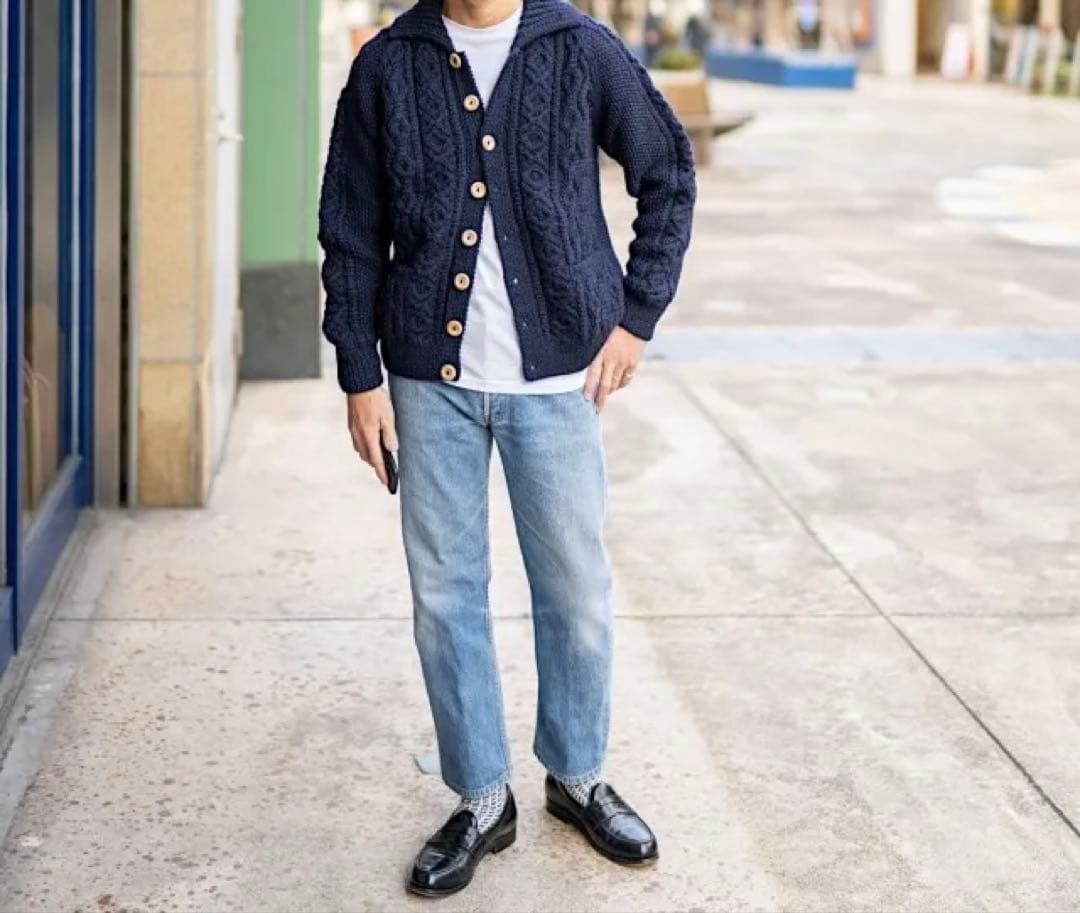 インバーアラン　INVERALLAN 3A カーディガン WOOL ネイビー