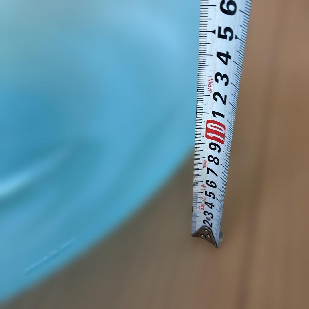 ガラス青色楕円形花器生け花華展用に