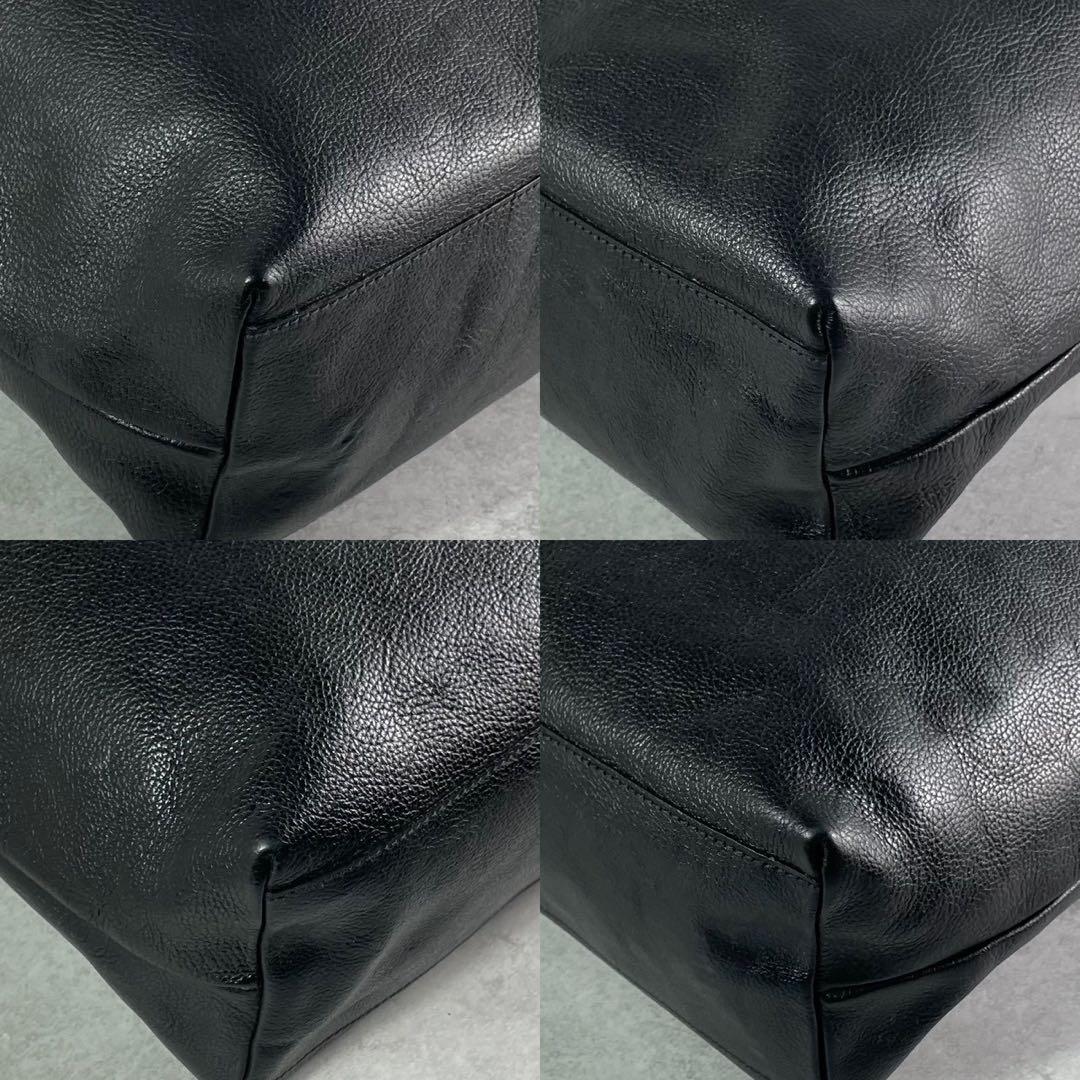 未使用級 イルビゾンテ トートバッグ 肩掛け ロゴ型押し ヌメ レザー ブラック