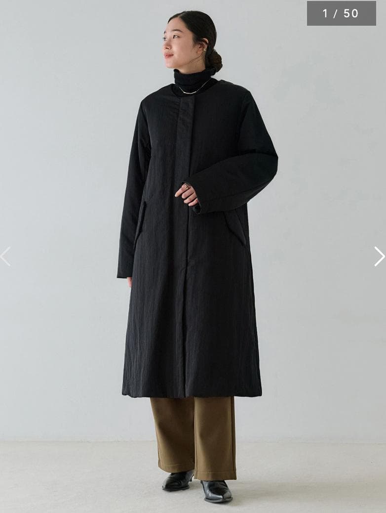 crewre ノーカラーパファーコート ブラック サイズ1