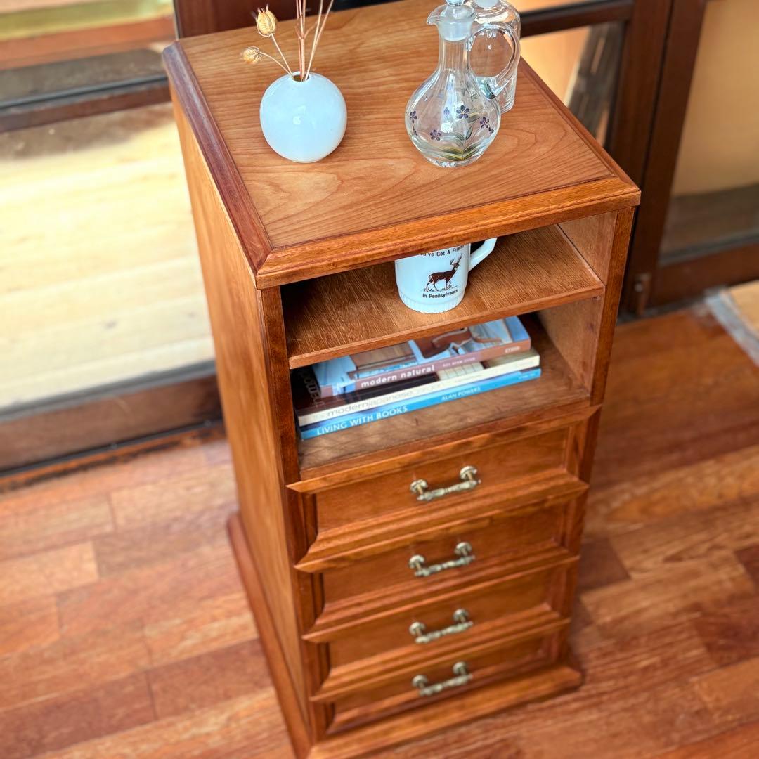 【木製品】一点物 ナチュラル 4段チェスト オープンラック ヴィンテージ