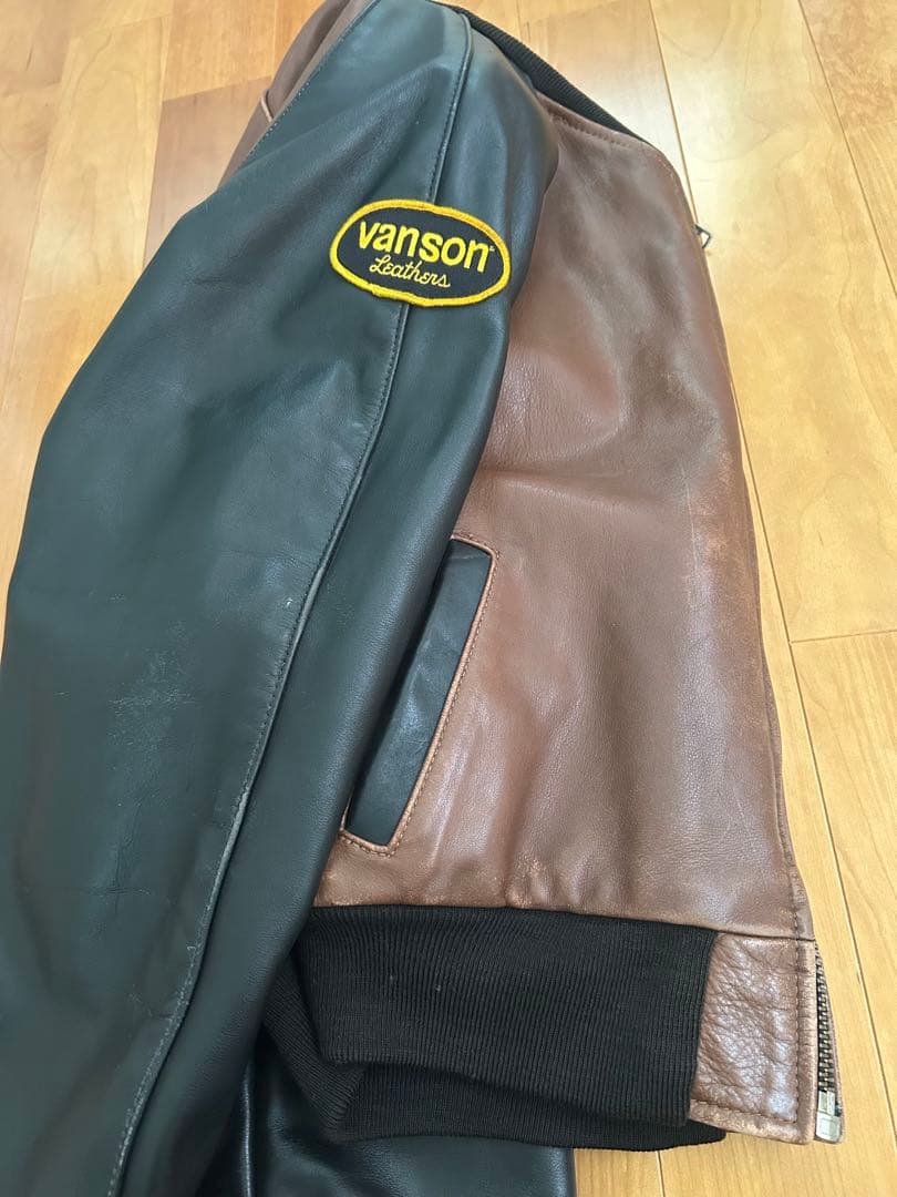 vanson TJ 42 ブラウン×ブラック レザージャケット チームジャケット